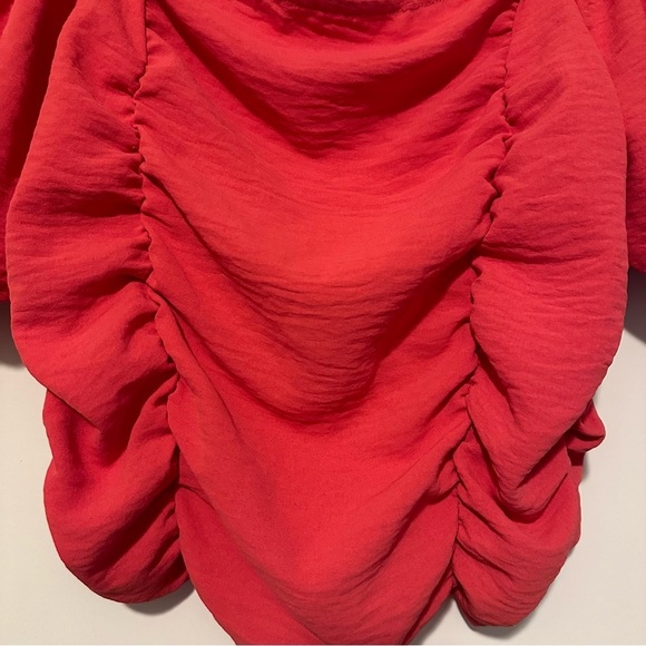 Altar’d State pinkish red crop top short puff sleeve size M - Picture 2 of 5
